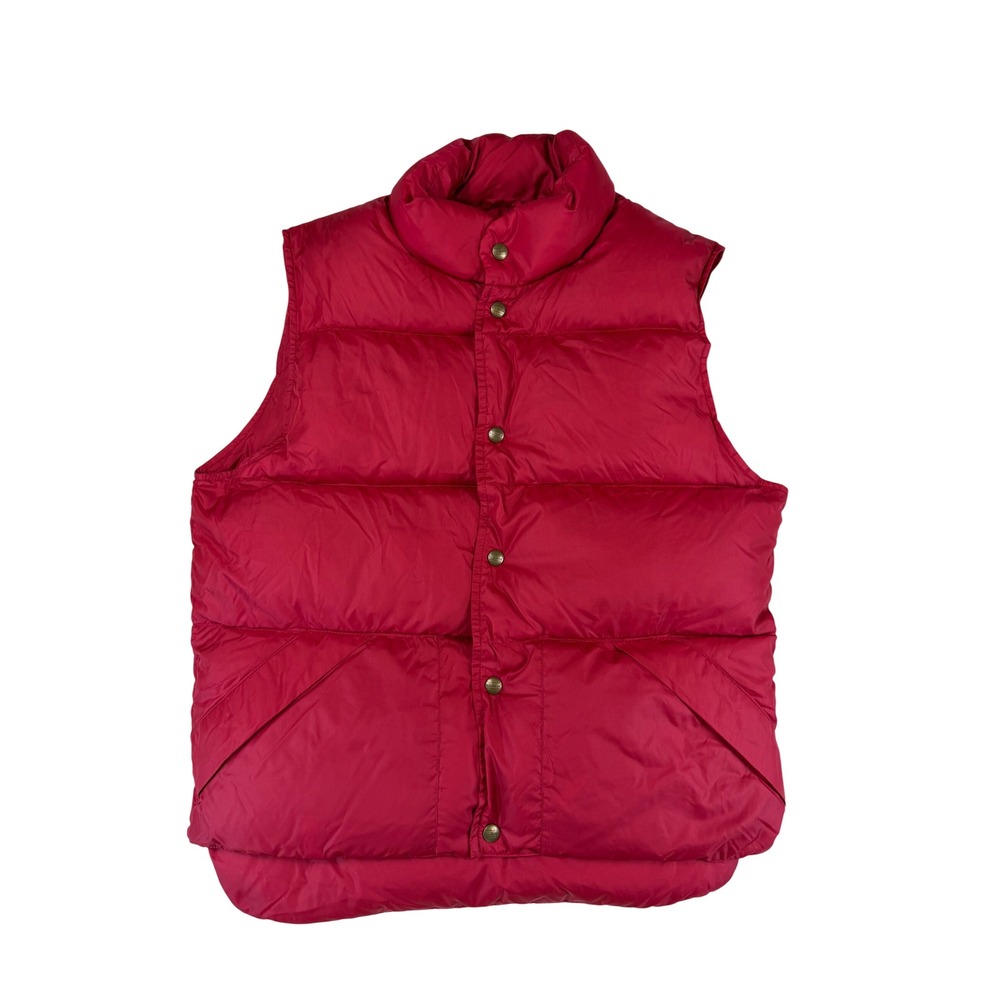 LL Bean Mens S Red Goose Down Puffer Vest Packable Snap Front Pockets Gorpcore